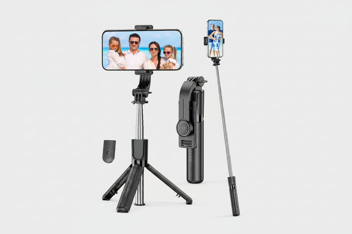 4-in-1 Portable Selfie Stick Tripod with Remote, 360° Rotating Phone Holder for iPhone & Android