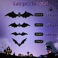 PFAMKEER Halloween Bat Stickers 120pcs 3D Black PVC Various Sizes