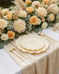 LIYH 24 Pcs Plastic Plates Reusable Scalloped Beige BPA Free 12 Guests