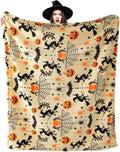 Generic Halloween Throw Blanket Witch Hat Spider Webs Cozy Flannel Multicolor