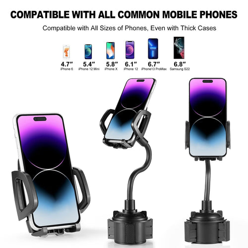 Adjustable Car Cup Holder Phone Mount with Flexible Gooseneck – Universal Smartp