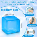 Stress Ball, Medium Cube 5cm(1.98") Fidget Toys, Blue Ice Cube Squishy Cube