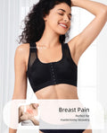 Upushall Front Closure Posture Bra Wireless Full Coverage Black Size 2XL
