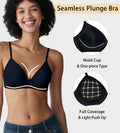 ZYQEXA Wireless Seamless Plunge Bra Black Racerback Size 38C