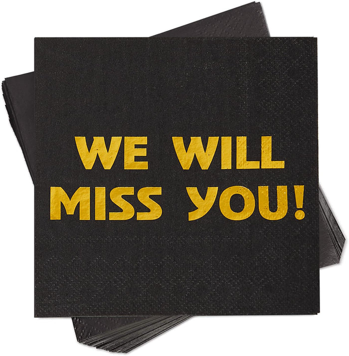 Sllyfo Retirement Party Napkins 5x5in 50PK Black Gold Farewell Decor