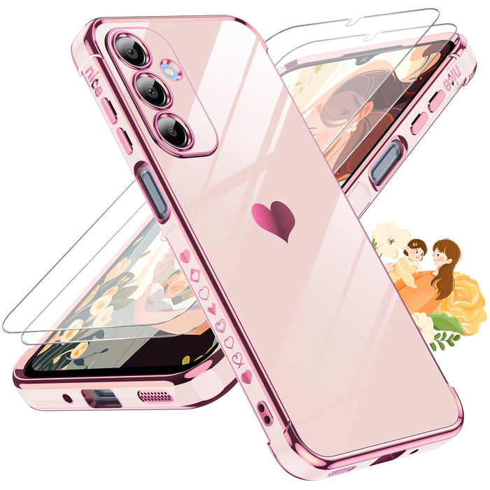 for Galaxy A16-5G Phone Case: Tempered Glass Screen Protector [2 Pcs]+ Full Came