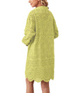 AIHUKOCY Women Hollow Out Button Down V Neck Long Sleeve Mini Dress Yellow M