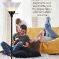LIGHTACCENTS Black Floor Lamp with Opal White plastic Cone Shade
