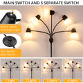 FOLKSMATE LED Floor Lamp, Medusa Multi Head Modern Tall, Rustic Black