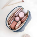 E-Tree Makeup Bag Half Moon Cosmetic Pouch Travel Toiletry Organizer Blue