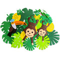 Leyhooney Christmas Jungle Felt Decor Set Tropical Toucan Monkey Palm Leaf