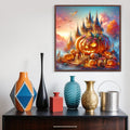 LKHMVCA Fall Pumpkin Castle Candle Diamond Painting Kit 13.8x13.8 Inch