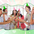 Potchen 12 Pcs Green Glitter Spiral Reusable Plastic Drinking Straws