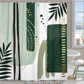 Torich Mid Century Boho Geometric Waterproof Shower Curtain 69x72 Green 12pc
