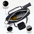 SPOENGRU PU Leather Pickleball Paddle Bag Small Black Fashion Tote
