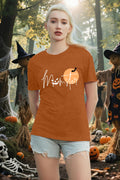 NEWKA Halloween Momster TShirt Women Funny Spider Bat Letter Print Brown Size XL