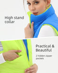 Xeoxarel Women's Reversible Puffer Cropped Vest Full Zip Sleeveless Green Blue M