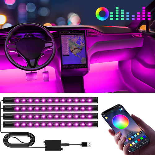 Interior LED Lights — Music Sync App Control Color Changing USB Strip Lights for