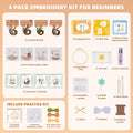 4 Pack Beginner Embroidery Kits DIY Starter Kit w Hoop Threads Tools