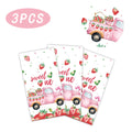 PHOGARY 3 PCS Strawberry Tablecloth Plastic Party Decor Pink 108x54in