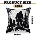 Burbell Bigfoot Christmas Pillow Covers Set of 2 Black 18x18