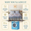DaDa Bedding White Blue Floral Paisley Quilt Set