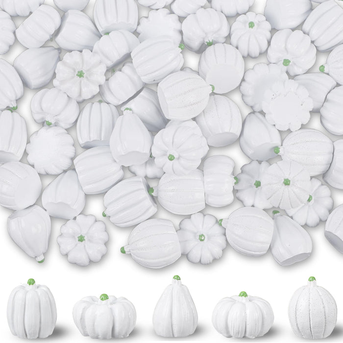 winemana Mini Pumpkins Fall Decorations 80 Pack White Resin Small