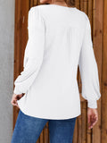Licemere Women's Long Sleeve Pleated Puff Sleeve Tunic Shirt White Size L