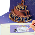 CANREVEL 3D Pop Up Fireworks Birthday Card LED Music Orange Cake Color