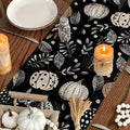 Artoid Mode Harvest Pumpkin Darkness Floral Table Runner Black 13x90 Inch