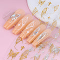 Kikonoke 12 Sheets Laser Butterfly Nail Stickers White Silver Gold 3D Decals