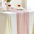 ZKPMJH 6PCS Dusty Pink Cheese Cloth Table Runner 35x120in Boho Gauze