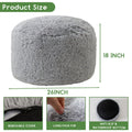 HIGOGOGO Round Faux Fur Stuffed Pouf Ottoman 26x18 Light Grey