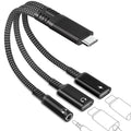 tiavalmax USB C Splitter 3.5mm Headphone Charger Adapter 60W PD Fast Black