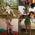 Xintorch Halloween Ivy Rave Leg Wraps Necklace Earrings Hairband Set Green