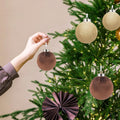 Xmastell 12 Pcs Velvet Christmas Ornaments Set Coffee Brown 3.15 Inch