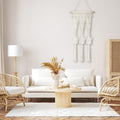 Briful Macrame Wall Hanging Shelf Cream-White with 3 Glass Vases Boho Decor