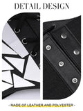 Asooll Punk Black Leather Corset Belt Lace Up Sequin Waist Belt Size S