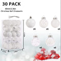 SUPREME XMAS Clear Christmas Ornaments 60mm 30ct Shatterproof White