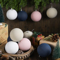 MiniInflat 12 Pc 4Inch Neutral Textured Christmas Ball Ornaments Cream Blue Pink