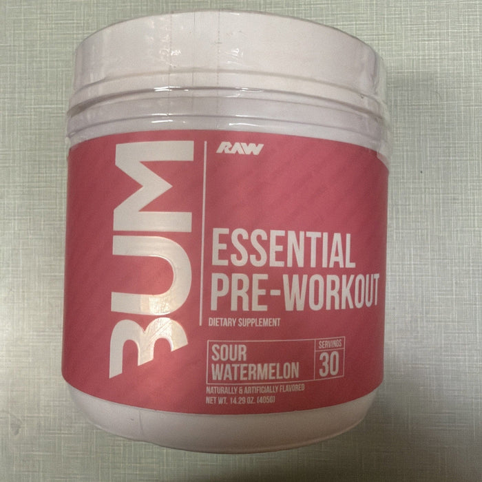 RAW Nutrition Essential Pre-Workout Powder, Sour Watermelon, 30 Servings