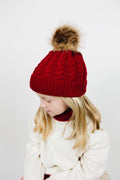 Organic Cotton Kids Beanie & Scarf Set | Chunky Knit Pom Pom Winter Set