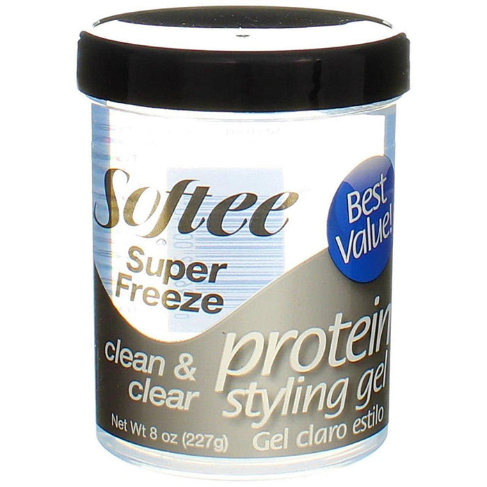 Softee® Super Freeze Protein Styling Gel – Clean & Clear – 8 oz