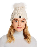 Echo Asiatic Raccoon Fur Pom-Pom Cable-Knit Beanie