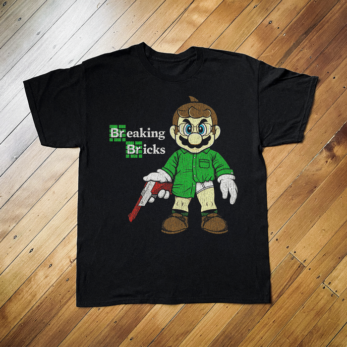 Super Mario X Breaking Bad Parody Black T-Shirt