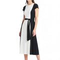 Lauren Ralph Lauren Belted two -tone Jersey Dress, 2/Black/White