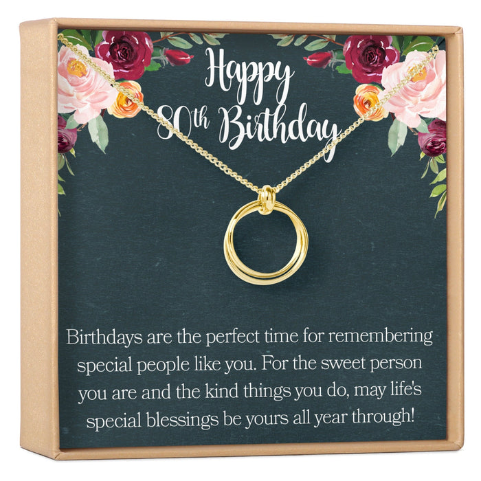 80th Birthday Necklace, Multiple Styles
