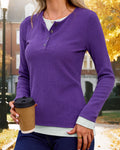 Gardenwed Women's Long Sleeve Sweater Tunic Loose Fit Purple Size S