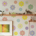 Rapid Decor 32 Pcs Danish Pastel Waterproof Removable Flower Wall Decals