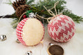 Juncox 12 Pcs Burlap Christmas Ball Ornaments 3.15in Rustic Natural Jute